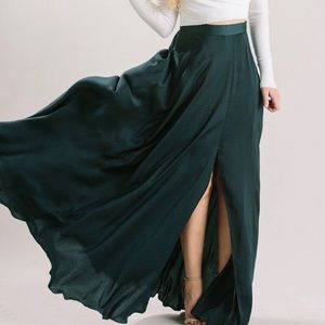 New Lucy Paris Rosalie Flowy Green Maxi Skirt XSP